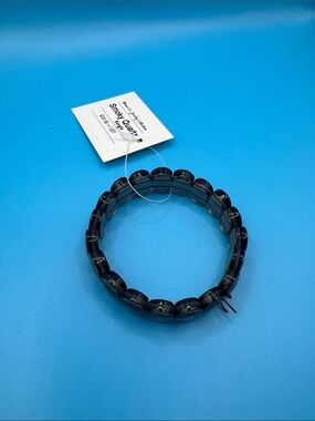 Smoky Quartz Stretch Bracelet - Dark Gray Beads